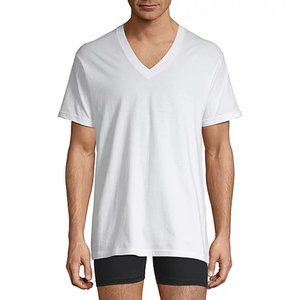 Stafford Ultra Soft Mens 4 Pack Short Sleeve V Neck T-Shirt-Big and Tall